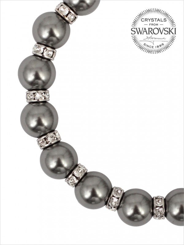 PERŁOWA BRANSOLETKA SWAROVSKI SZARA POTIS & VERSO